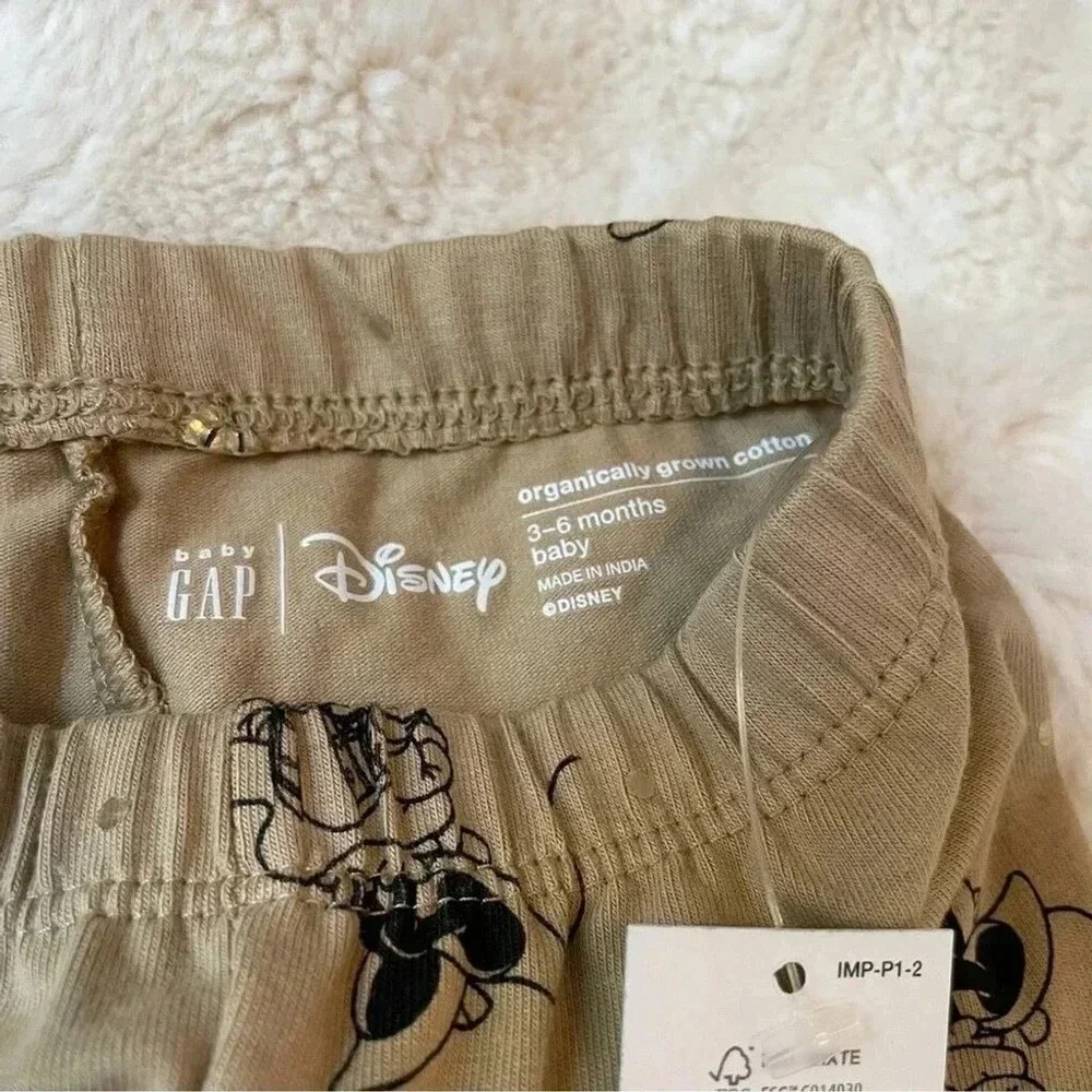 Baby Gap Disney Minnie Mouse Leggings Tan Gold Polka Dot Organic Cotton 3-6M NEW